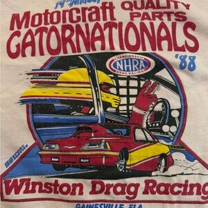 NHRA 1988 Gatornationals Screen Stars White and Red Racing Tee Short Sleeve